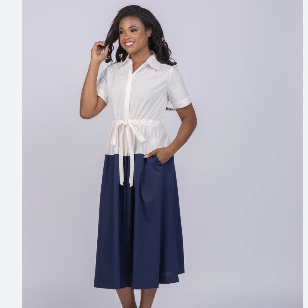 Shoshanna Amelie Dress in Navy/White